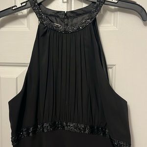 Evan Picone Evening dress. Black chiffon, fully lined, high neck, sz 12